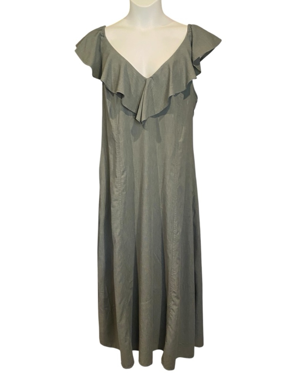 Universal Thread NWT Green Ruffle Maxi Dress Womens Plus Size XXL Cotton Rayon - Picture 1 of 10